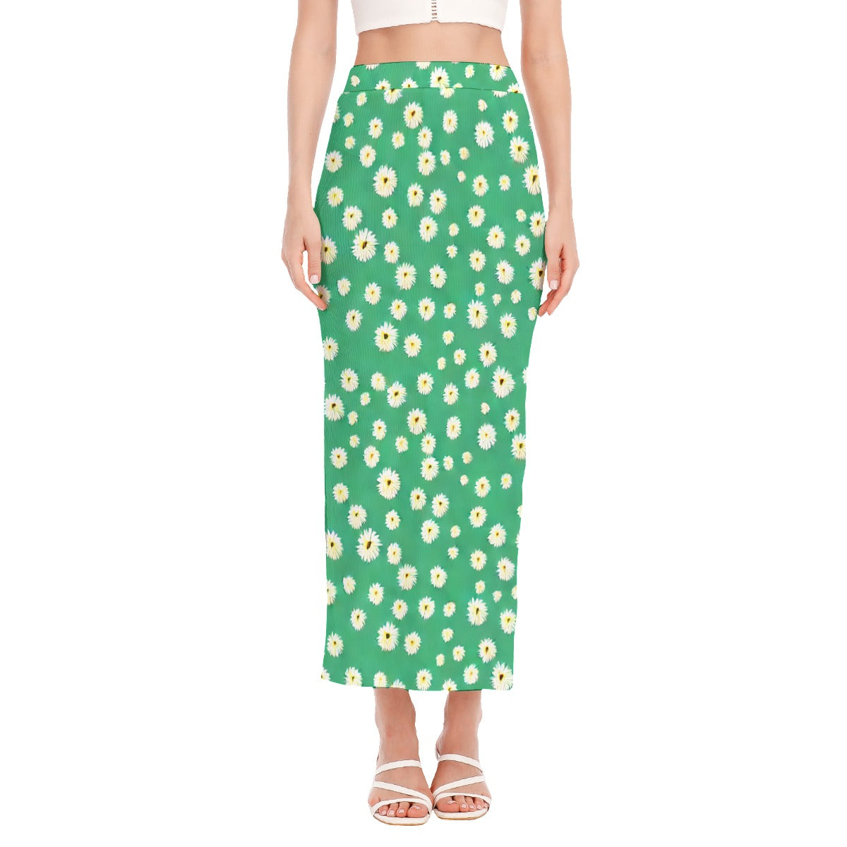 Women's Side Slit Skirt Margarita & Green Print