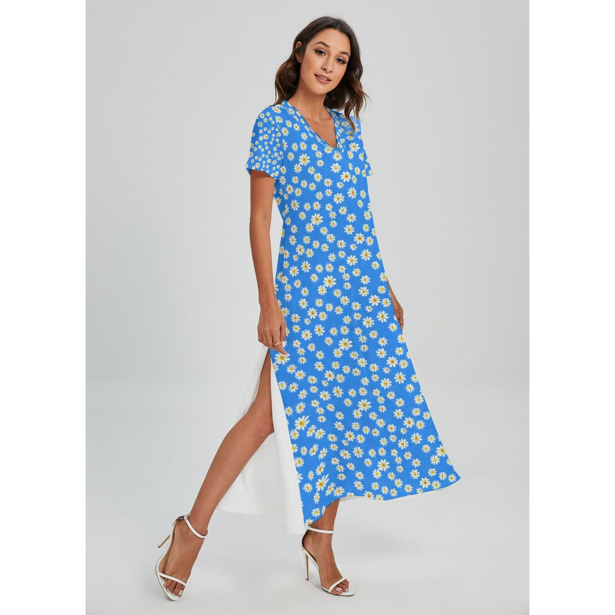 V-neck Dress With Side Slit