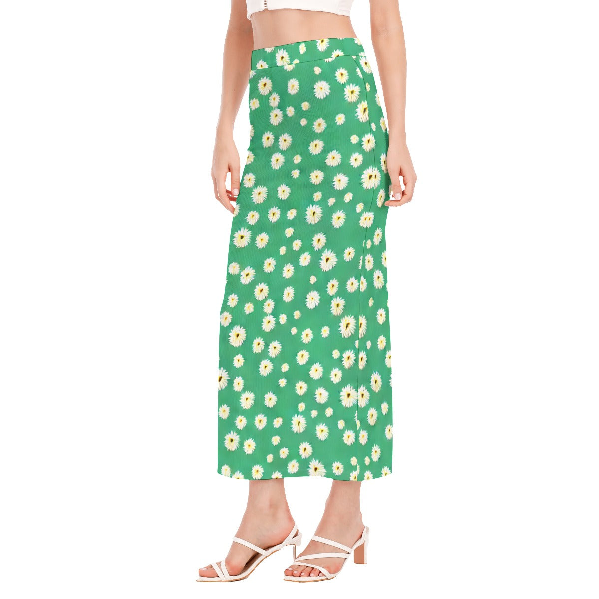 Women's Side Slit Skirt Margarita & Green Print
