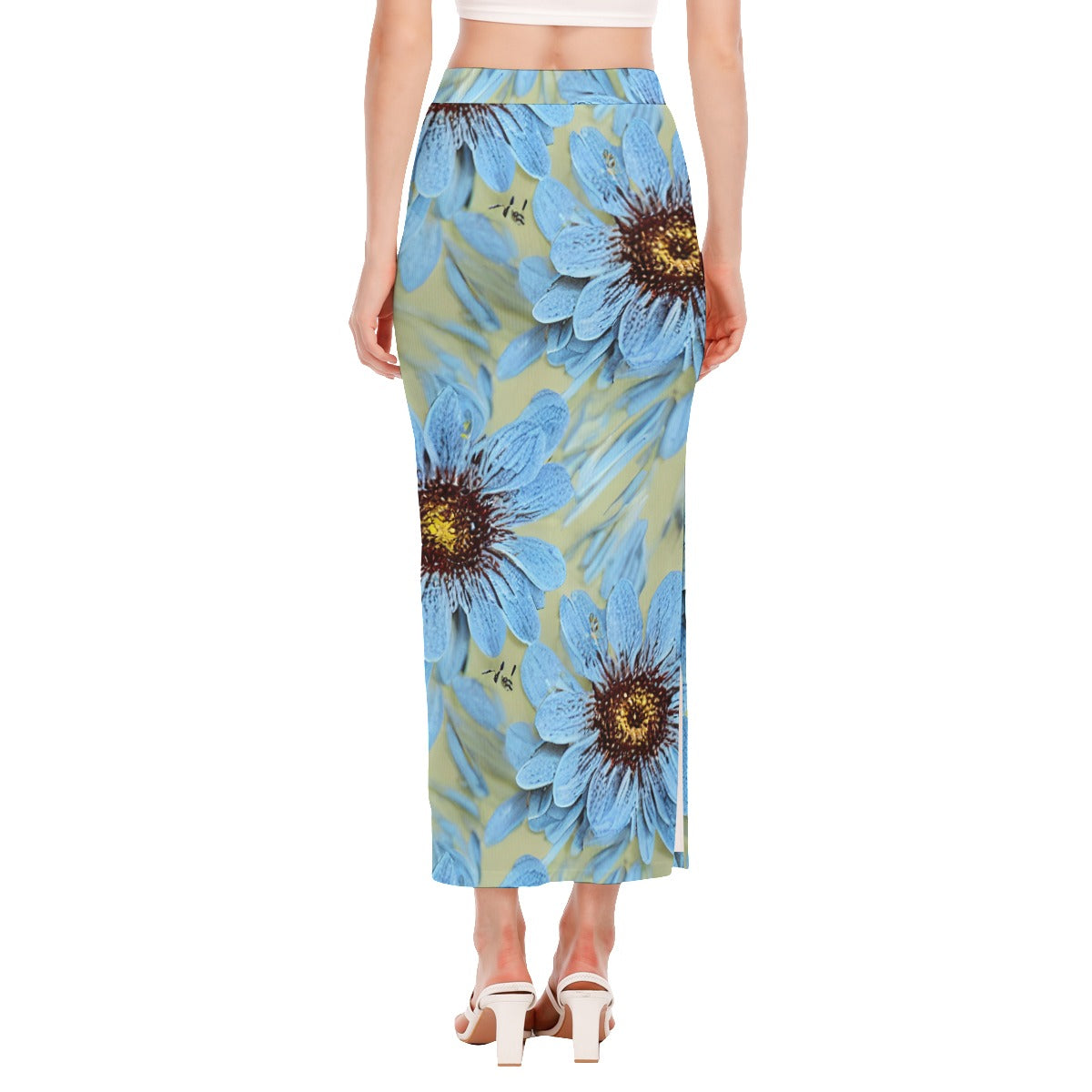 Women's Side Slit Skirt Big flower Print