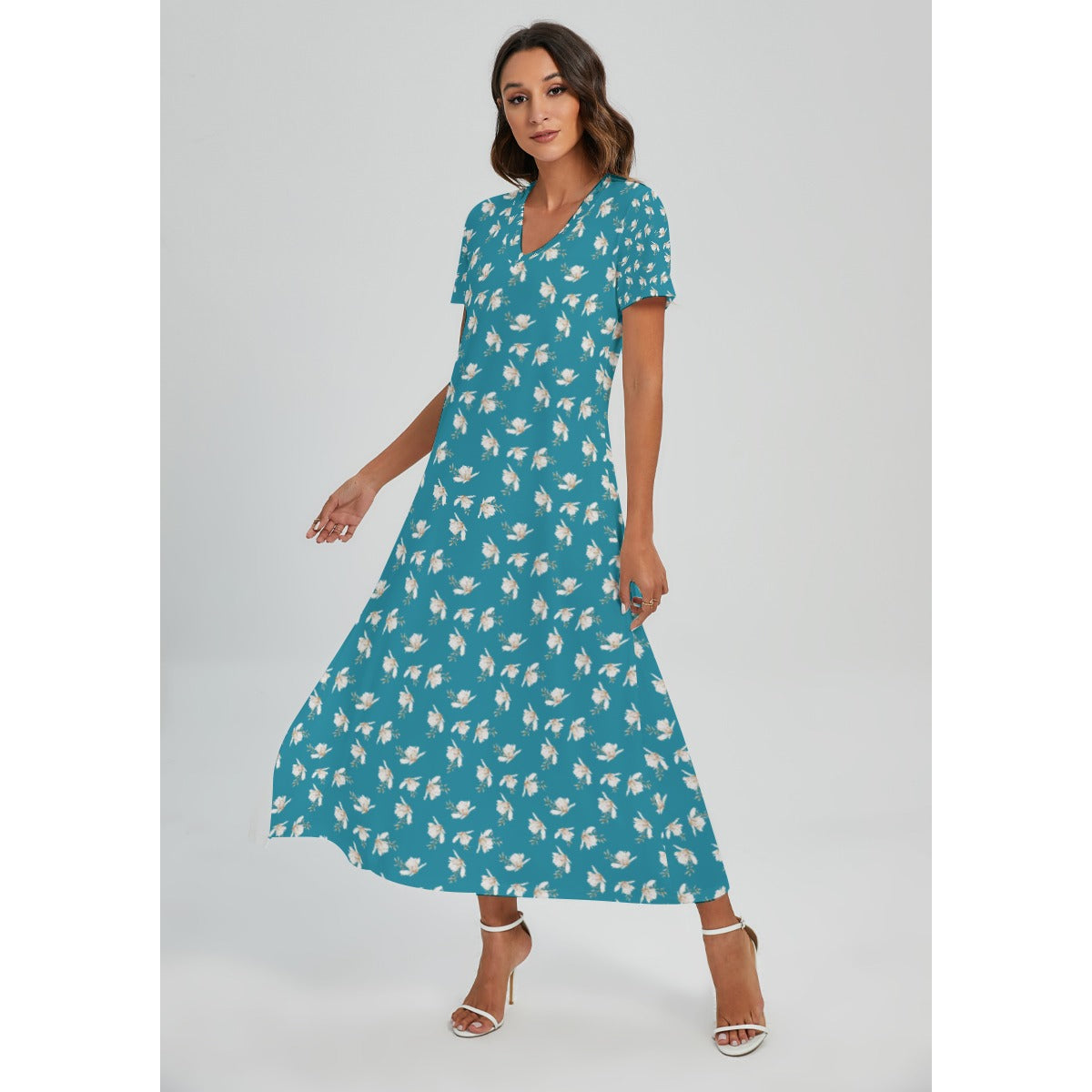 V-neck Dress With Side Slit
