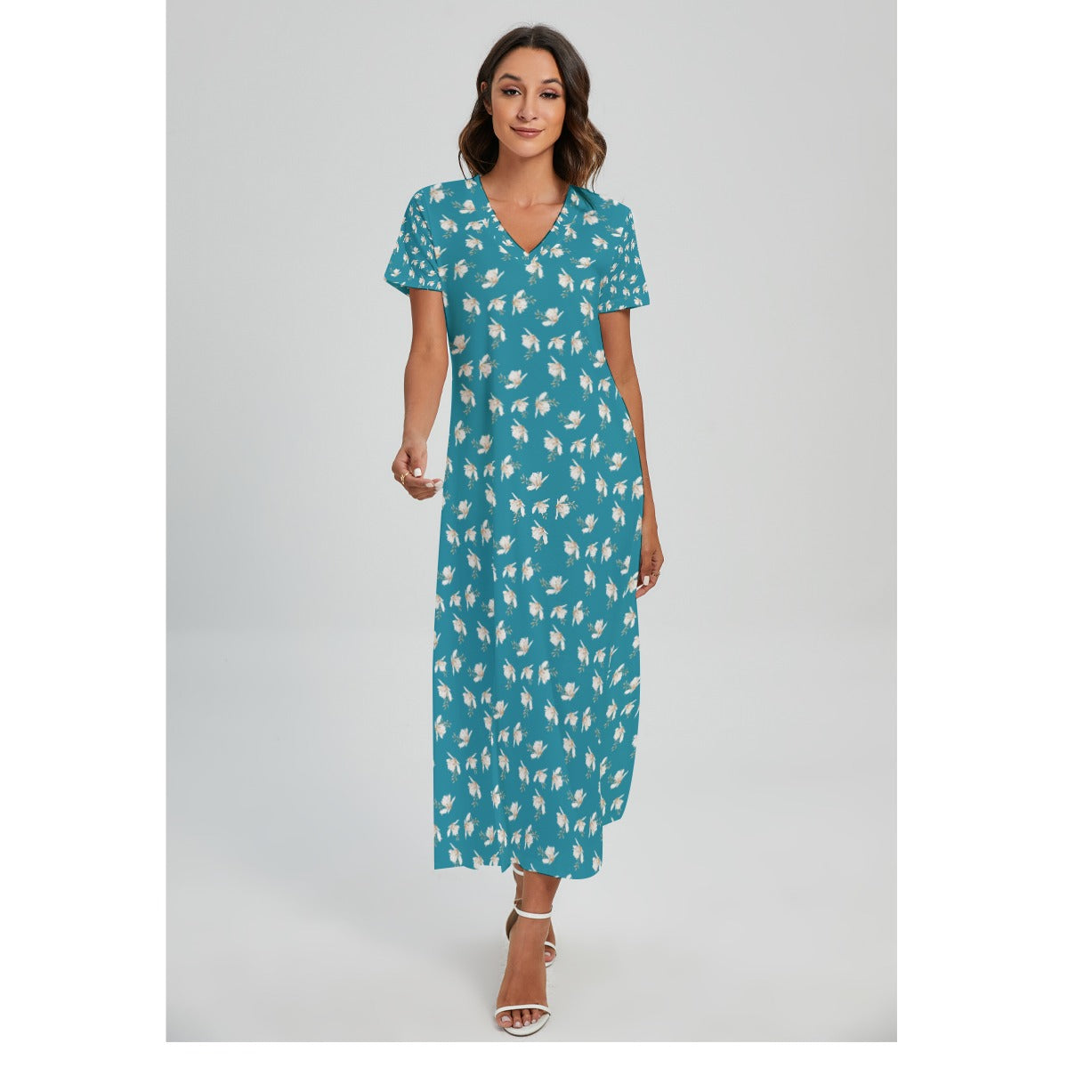 V-neck Dress With Side Slit