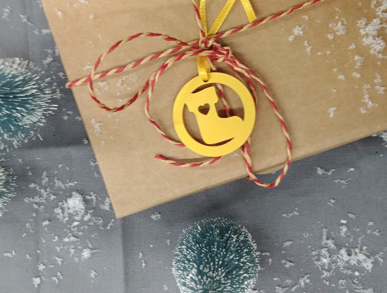 Julesokker- Julepynt - 4 cm akryl med snor - bykrums.dk -