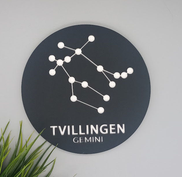 Stjernetegn platte - Sort akryl dekoration til væggen - bykrums.dk -