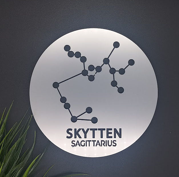 Stjernetegn platte - Sølv akryl dekoration til væggen - bykrums.dk -
