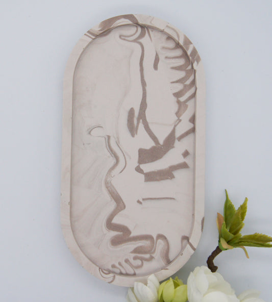 Marmor dekorationsbakke -  Oval 18 cm - bykrums.dk - steypt