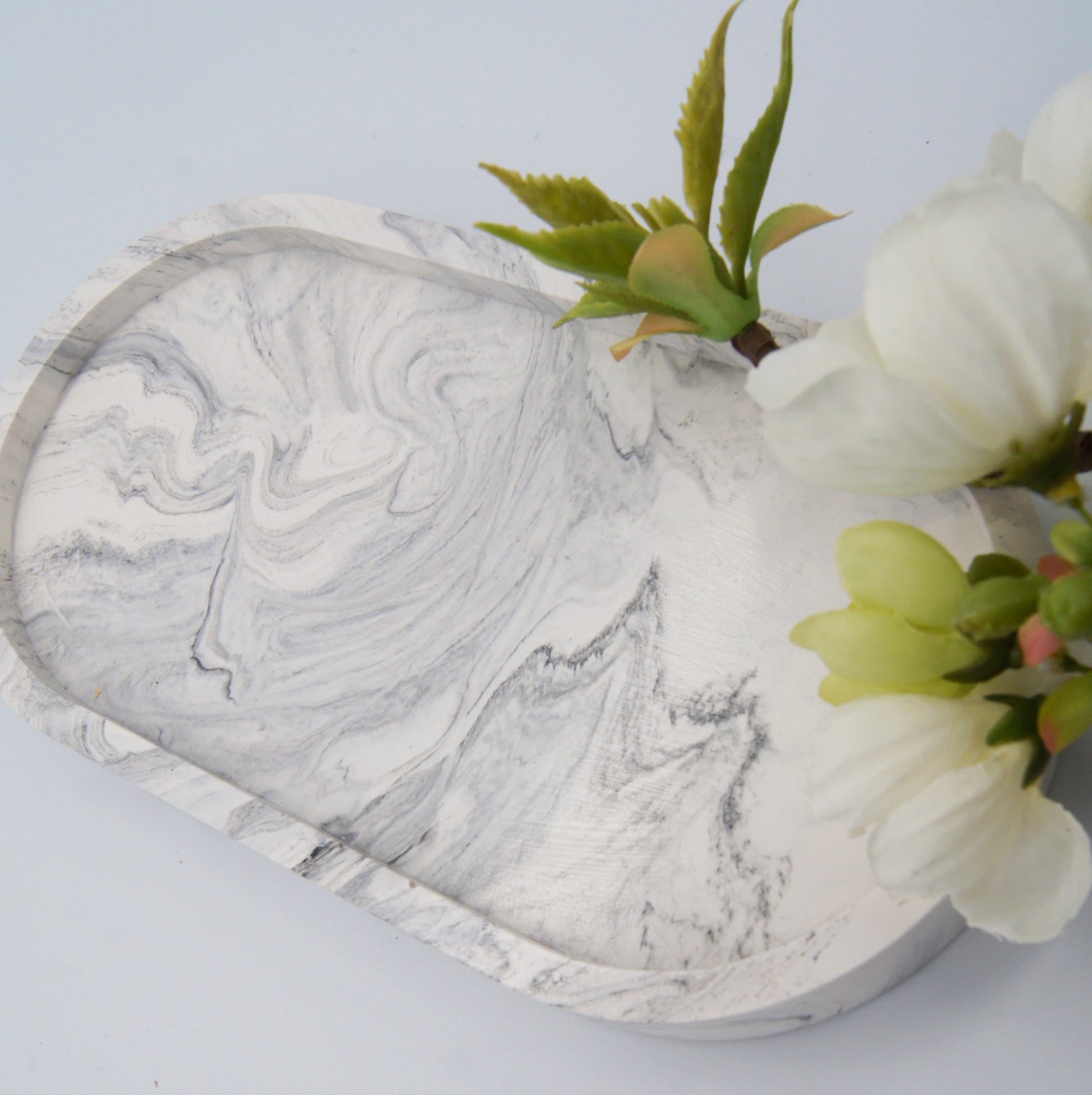 Marmor dekorationsbakke -  Oval 18 cm - bykrums.dk - steypt