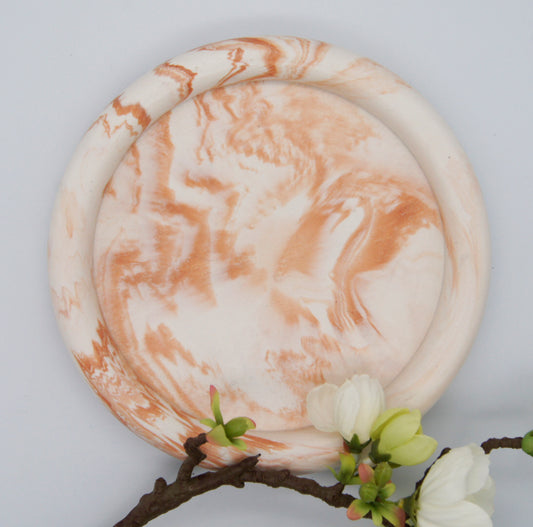 Marmor dekorationsbakke -  Rund 16 cm Jesmonite - bykrums.dk