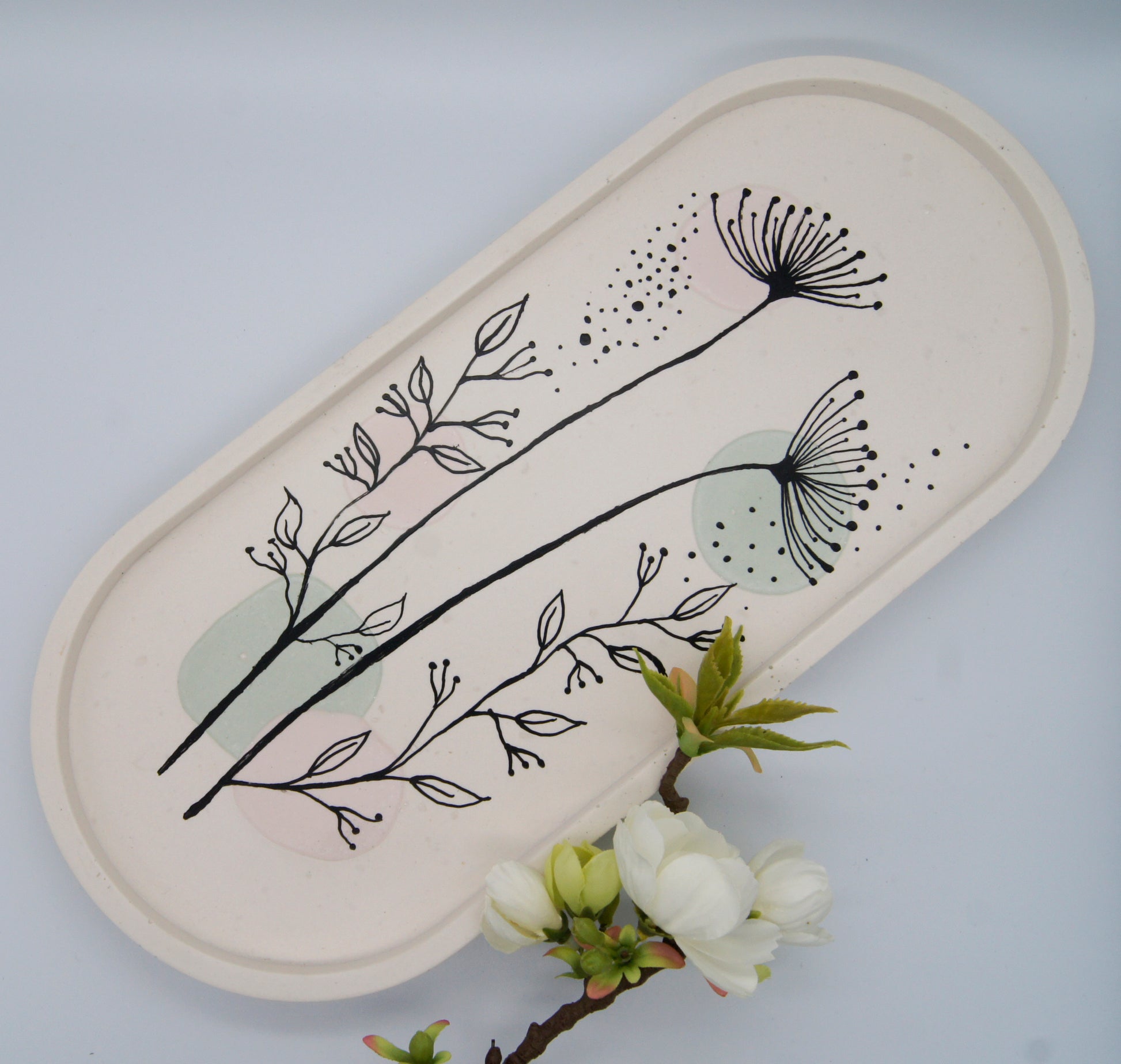 Oval dekorationsbakke -  Oval stor 34 cm - bykrums.dk