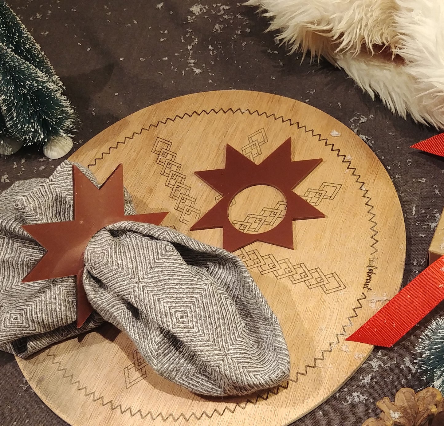 Servietringe skandinavisk julestjerne i akryl - bykrums.dk