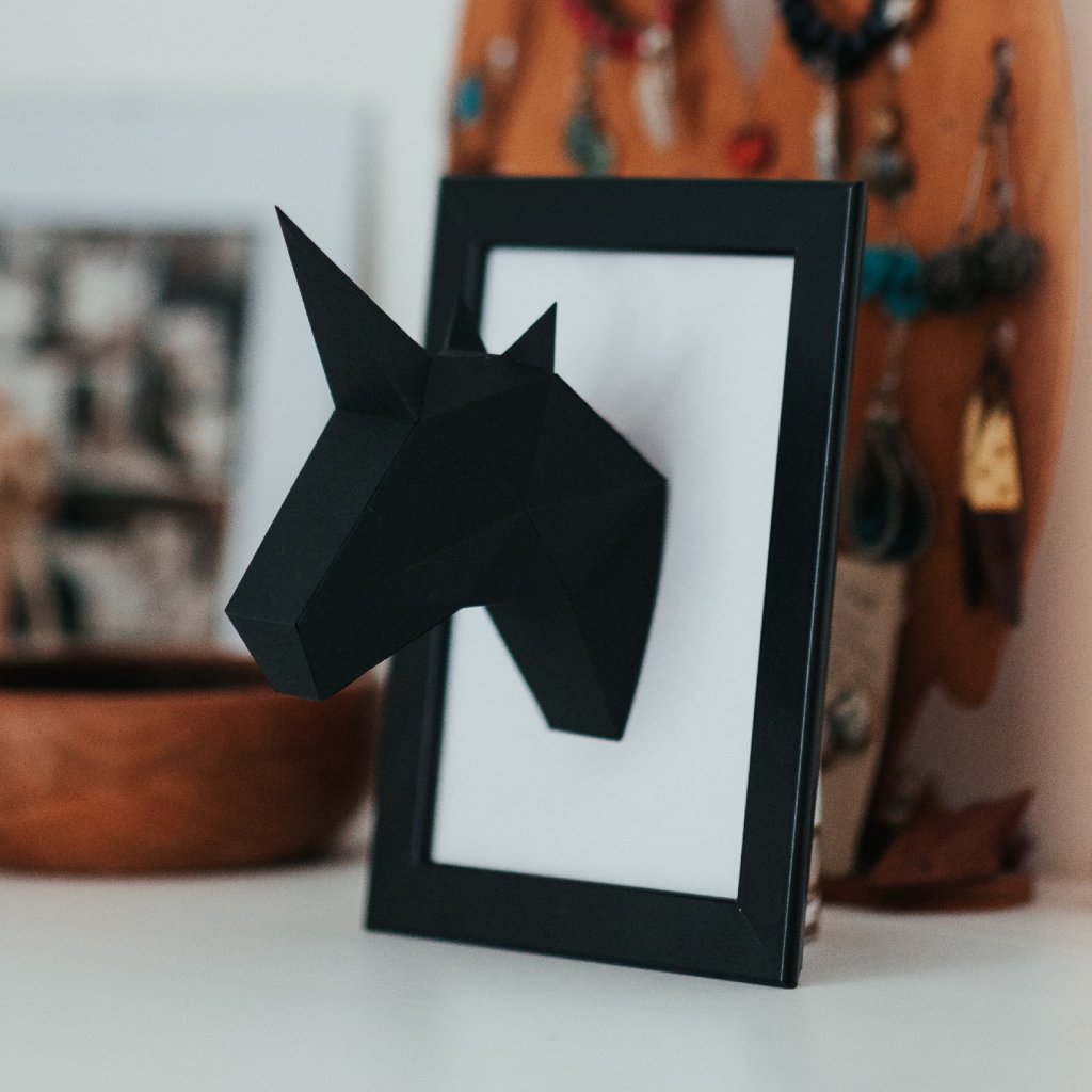 Enhjørning/Unicorn MINI -  lav det selv papir - Dekorations pusle - bykrums.dk - Dekor